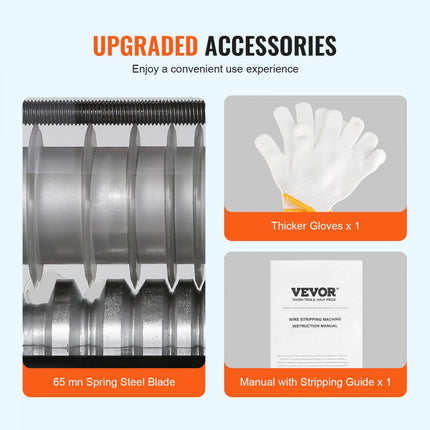 VEVOR Kabelstripmachine Elektrisch φ1.5-25mm Kabelstripmachine 60W Stripmachine 7 Stripkanalen Draadstripper 65Mn Veerstalen mes Ideaal voor het strippen van koperdraad