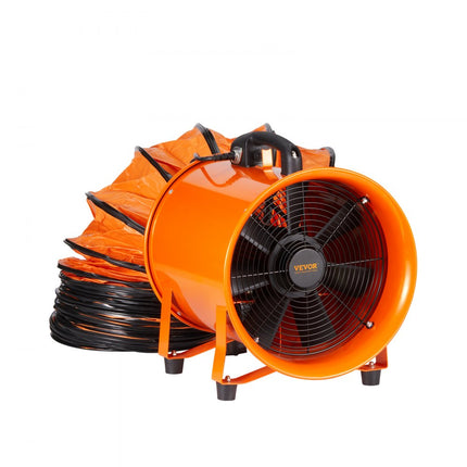 VEVOR bouwventilator 255W AC-motor bouwventilator 2830 rpm bouwventilator blower 811 L/s (1893 CFM) axiaalventilator met 5 m slang axiaalventilator 79 dB geluidsniveau industriële ventilator