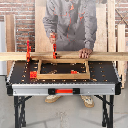 VEVOR werk- en opspantafel inklapbaar 454kg draagvermogen werkbank 84,5x60x73,5cm werktafel MDF tafelblad Q195 stalen frame klemkracht ≥210N zwart ideaal voor zagen slijpen reinigen lijmen