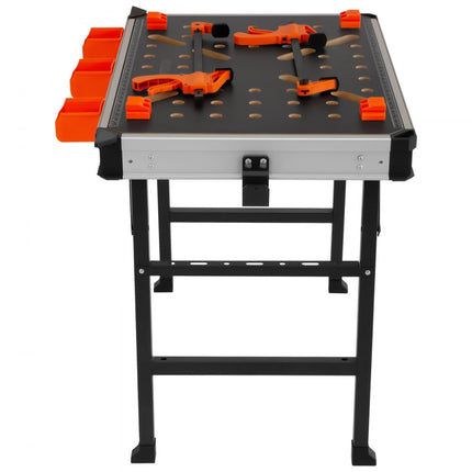 VEVOR werk- en opspantafel inklapbaar 454kg draagvermogen werkbank 84,5x60x73,5cm werktafel MDF tafelblad Q195 stalen frame klemkracht ≥210N zwart ideaal voor zagen slijpen reinigen lijmen