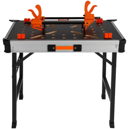 VEVOR werk- en opspantafel inklapbaar 454kg draagvermogen werkbank 84,5x60x73,5cm werktafel MDF tafelblad Q195 stalen frame klemkracht ≥210N zwart ideaal voor zagen slijpen reinigen lijmen