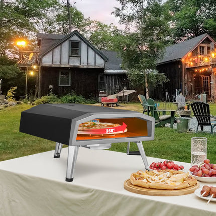 VEVOR Outdoor Draagbare Pizza Oven 406.4mm, Gas Houtpellets Houtskool Pizza Oven, RVS Pizza Oven, Max 540℃ Houtpellet Schep & Pizza Steen & Draagtas - Premium Houtgestookte Pizza Oven voor Tuin