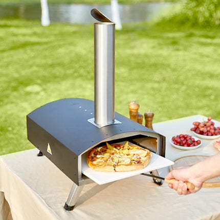 VEVOR Outdoor Draagbare Pizza Oven 304.8mm, Gas Houtpellets Houtskool Pizza Oven, RVS Pizza Oven, Max 540℃ Houtpellet Schep & Pizza Steen & Draagtas - Premium Houtgestookte Pizza Oven voor Tuin