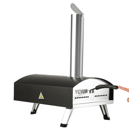 VEVOR Outdoor Draagbare Pizza Oven 304.8mm, Gas Houtpellets Houtskool Pizza Oven, RVS Pizza Oven, Max 540℃ Houtpellet Schep & Pizza Steen & Draagtas - Premium Houtgestookte Pizza Oven voor Tuin