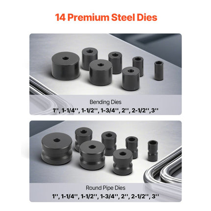 VEVOR Handmatige pijpenbuiger Max 50,8 mm pijpbuiggereedschap met 14 buigmatrijzen