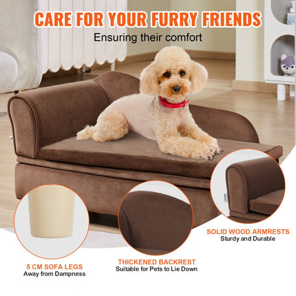 VEVOR Hondensofa 760 x 450 x 415 mm Hondenbank voor middelgrote honden en katten Zacht fluweel Hondenslaapbank 36 kg Zwaar uitgevoerde kattensofa Hondenbed Huisdierbed Donkerbruin