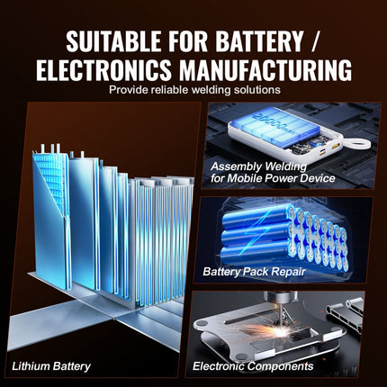 VEVOR draadloze puntlasser, 737G pulspuntlasser, draagbaar, krachtig draadloos lasapparaat Soldeerstation met 2 lasmodi en LED-verlichting voor 0,12 mm puur nikkel, 18650 14500 batterij