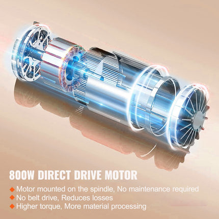 VEVOR metaaldraaibank 17,8x40,6cm draaibank metaal 50-2500rpm tafeldraaibank tafeldraaibank 800W 9x metrisch (van 0,5 tot 3 mm) 10x imperial (van 10 tot 44 TPI) draad MT5 spindelkegel