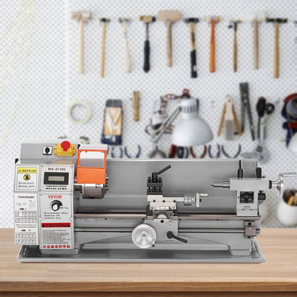 VEVOR metaaldraaibank 17,8x40,6cm draaibank metaal 50-2500rpm tafeldraaibank tafeldraaibank 800W 9x metrisch (van 0,5 tot 3 mm) 10x imperial (van 10 tot 44 TPI) draad MT5 spindelkegel