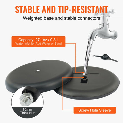 VEVOR informatiestandaard met voet 279 x 216 mm informatiestandaard in hoogte verstelbaar 820-1250 mm posterstandaard, robuuste bordhouderstandaard gevuld met zand of water, voor displays, reclame