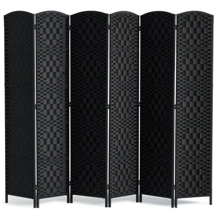 VEVOR Ruimteverdeler Privacyscherm 6 Panelen Handgeweven Opvouwbare Scharnieren Zwart