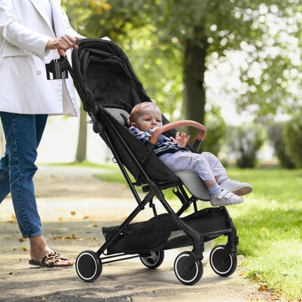 VEVOR kinderwagen, met 95°-175° verstelbare rugleuning en 0/90° verstelbare voetsteun en vouwfunctie met één klik, pasgeboren babybuggy met bekerhouder en draagtas, zwart