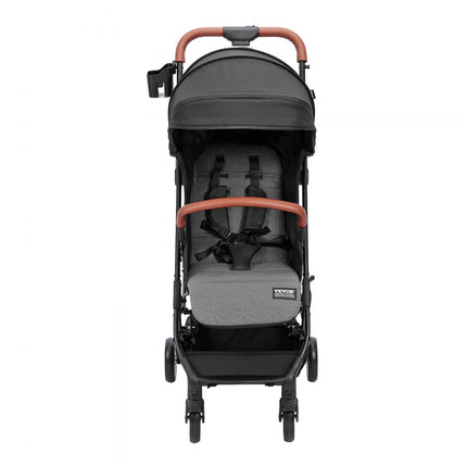VEVOR kinderwagen, met 95°-175° verstelbare rugleuning en 0/90° verstelbare voetsteun en vouwfunctie met één klik, pasgeboren babybuggy met bekerhouder en draagtas, zwart
