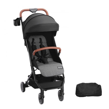 VEVOR kinderwagen, met 95°-175° verstelbare rugleuning en 0/90° verstelbare voetsteun en vouwfunctie met één klik, pasgeboren babybuggy met bekerhouder en draagtas, zwart
