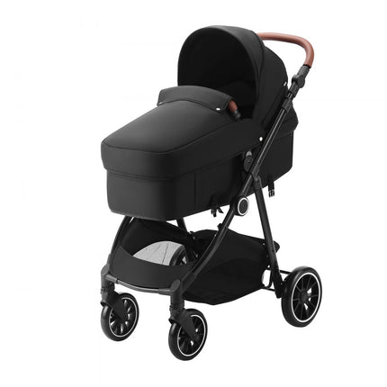 VEVOR standaard kinderwagen babybuggy met reiswieg verstelbare rugleuning met 3e versnelling en opklapbare en omkeerbare stoel pasgeboren buggy van koolstofstaal met beenafdekking en net zwart