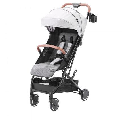 VEVOR standaard kinderwagen, met 95°-175° verstelbare rugleuning en 0/90° verstelbare voetsteun en één-klik vouwfunctie, kinderwandelwagen met bekerhouder en draagtas, lichtgrijs