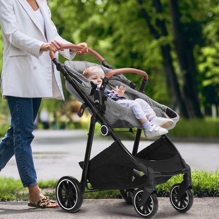 VEVOR Standaard kinderwagen met reiswieg, verstelbare rugleuning in de 3e versnelling en opklapbare en omkeerbare stoel, koolstofstaal kinderwagen voor pasgeborenen met beenafdekking en net, donkergrijs