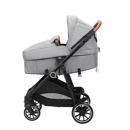 VEVOR Standaard kinderwagen met reiswieg, verstelbare rugleuning in de 3e versnelling en opklapbare en omkeerbare stoel, koolstofstaal kinderwagen voor pasgeborenen met beenafdekking en net, donkergrijs