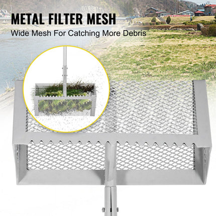 VEVOR Zand Hark 130x40x25cm Onkruidhark Strand Hark Algen Aluminium Roestvrij Staal Zwembad Hark Onkruidverzamelaar Zeef Waterplanten Puin Dode Bladeren voor Het Schoonmaken Van Meervijver Zwembad