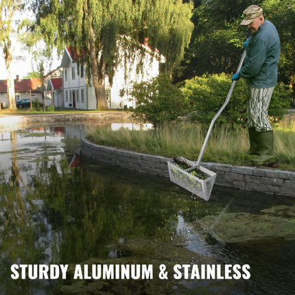 VEVOR Zand Hark 130x40x25cm Onkruidhark Strand Hark Algen Aluminium Roestvrij Staal Zwembad Hark Onkruidverzamelaar Zeef Waterplanten Puin Dode Bladeren voor Het Schoonmaken Van Meervijver Zwembad