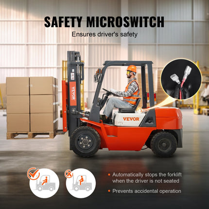 VEVOR universele tractorstoel van PVC-kunstleer en polyurethaanschuim tractortractorstoel met afvoergaten en microveiligheidsschakelaar bestuurdersstoel enkele stoel 160-340 mm gleuf