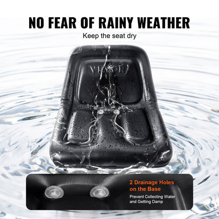 VEVOR universele tractorstoel van PVC-kunstleer en polyurethaanschuim tractortractorstoel met afvoergaten en microveiligheidsschakelaar bestuurdersstoel enkele stoel 160-340 mm gleuf