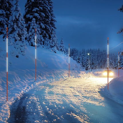 VEVOR opritmarkeringen, 50 stuks, 48" 0,4" diameter, oranje glasvezelstokken, sneeuwpalen met reflecterende tape, 12" stalen boor en beschermende handschoenen voor parkeerplaatsen