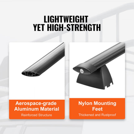 VEVOR zwarte dakdragerdwarsbalken compatibel met Jeep Grand Cherokee 2011-2021 met gegroefde zijrails 90kg draagvermogen aluminium dwarsbalken met sloten voor dakdragers etc.