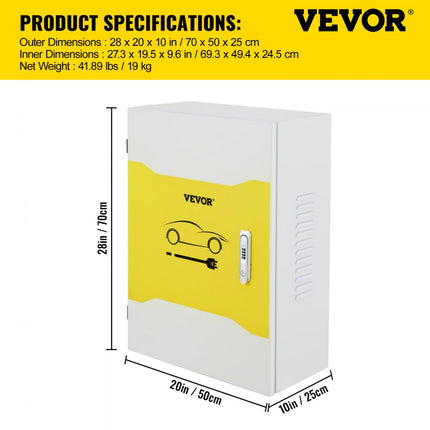 VEVOR Tesla laadstationbox 70x50x25cm buitenkabelbox oplaadbox kabelorganizer IP32 waterdicht stofdicht cool roll staal elektrische behuizing voor Tesla-wandconnector