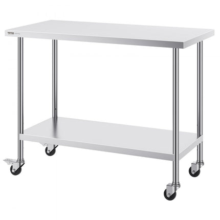 VEVOR RVS Werktafel Commerciële Voorbereidingstafel 610x1219mm Zilver