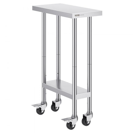 VEVOR RVS werktafel Commerciële voorbereidingstafel 61x35cm Oprolbaar