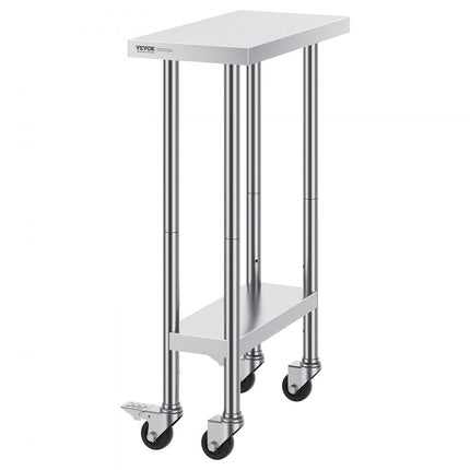VEVOR RVS werktafel Commerciële voorbereidingstafel 61x35cm Oprolbaar