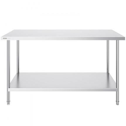 VEVOR werk- en voorbereidingstafel RVS werktafel 762x1524mm tweelaags