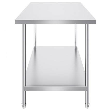 VEVOR werk- en voorbereidingstafel RVS werktafel 762x1524mm tweelaags