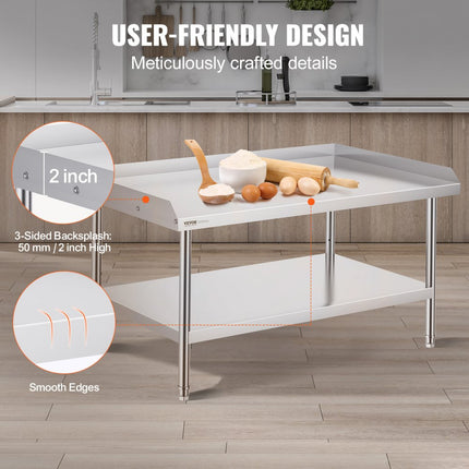 VEVOR werktafel keukentafel voorbereidingstafel commercieel 762x1219x660mm