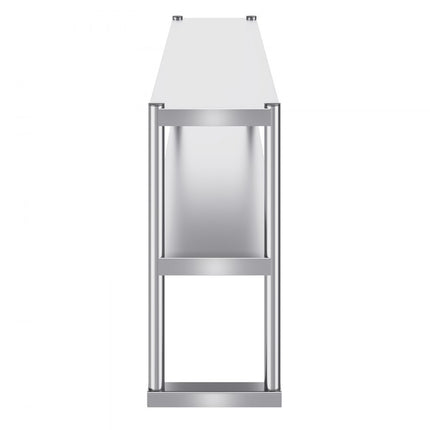 VEVOR roestvrijstalen voorbereidingstafel met dubbele bovenplank, 2 lagen, 305x1524 mm