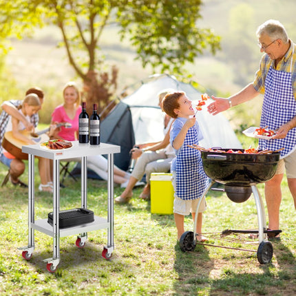 VEVOR Rvs Werktafel Roestvrij Staal Commerciële Keukentafel Voedselbereidingstafel 24x18x34in