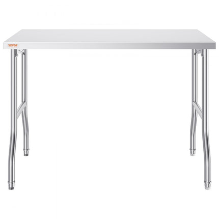 VEVOR Rvs Tafel Werktafel Keukentafel Zilver Roestvrij Stalen Werktafel 1220 x 610 x 850 mm Commerciële Werktafel Gebruikt in de Gezinskeuken Garage