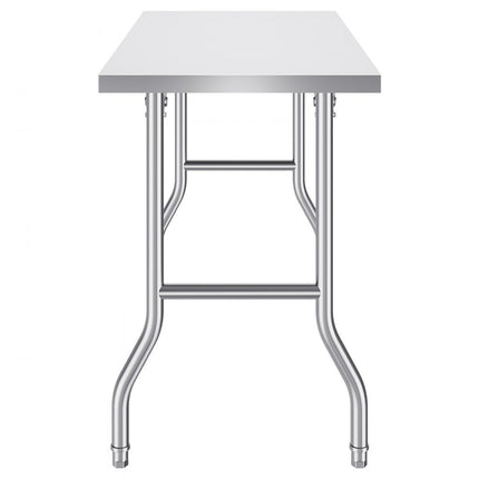 VEVOR Rvs Tafel Werktafel Keukentafel Zilver Roestvrij Stalen Werktafel 1220 x 610 x 850 mm Commerciële Werktafel Gebruikt in de Gezinskeuken Garage