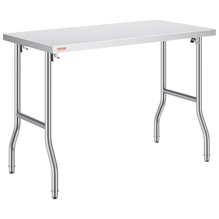 VEVOR Rvs Tafel Werktafel Keukentafel Zilver Roestvrij Stalen Werktafel 1220 x 610 x 850 mm Commerciële Werktafel Gebruikt in de Gezinskeuken Garage