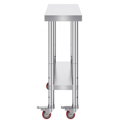 VEVOR Rvs Tafel Werktafel Keukentafel Roestvrij Stalen Werktafel 76 x 30 x 86 cm Zilver