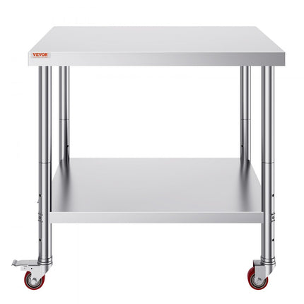 VEVOR Rvs Tafel Werktafel Keukentafel Roestvrij Stalen Werktafel 91 x 76 x 86 cm Zilver