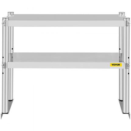 VEVOR dubbele bovenplank, dubbele laag roestvrijstalen bovenplank, 76 x 30 x 60 cm keukenplanken, zwaar uitgevoerd opbergrek, 80+80 kg totale capaciteit, in hoogte verstelbaar bovenplank opbergrek voor keuken