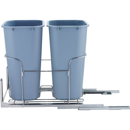 VEVOR Uitschuifbare afvalbak, 35L x 2 dubbele bakken, ondergemonteerde keukenafvalbak met schuif- en deurmontageset, 50kg laadvermogen, uitschuifbare prullenbak voor keukenkast, gootsteen, enz.