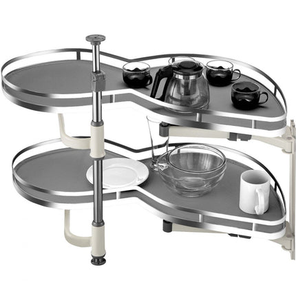 VEVOR Gootsteenkastrek Keukenkast Kruidenrek Uitschuifbaar 2 lagen voor 36 inch kast, 15 kg per laag Laadvermogen Koolstofstalen kruidenrek voor hoekkasten met opening links