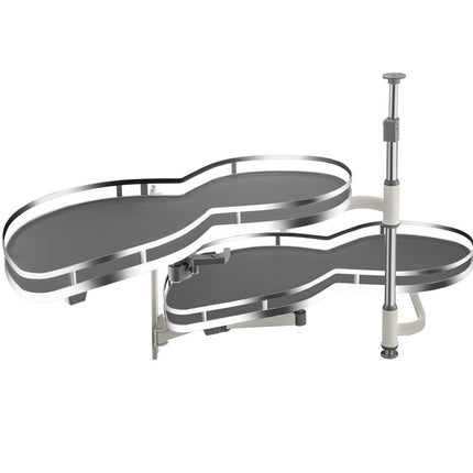 VEVOR keukenkast kruidenrek uitschuifbaar 2 niveaus voor 36 inch kast, 15 kg per laag draagvermogen kruidenrek van koolstofstaal voor hoekkasten met opening naar rechts