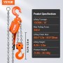 VEVOR rateltakel staal 6T laadvermogen katroltakel 2,8 m hefhoogte hefboomtakel Ф10x30 mm kettingtakel maat 340N tractie Heavy-duty dubbele palrem ratel kettingtakel