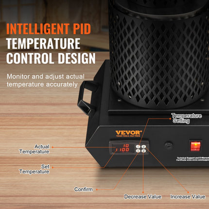 VEVOR goudsmeltoven 1350W elektrische digitale smeltoven 1150℃ elektrische smeltoven met 1kg en 3kg grafietkroezen voor het smelten van goud, zilver, koper, aluminium enz. Zwart