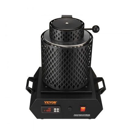 VEVOR goudsmeltoven 1350W elektrische digitale smeltoven 1150℃ elektrische smeltoven met 1kg en 3kg grafietkroezen voor het smelten van goud, zilver, koper, aluminium enz. Zwart