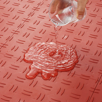 VEVOR garagevloerbeslag 305 x 305 x 13,4 mm set van 25 industriële vloer antislip dubbelzijdige structuur garagevloer voor garages kelders reparatiewerkplaatsen rood